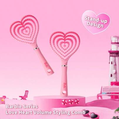  MINISO Barbie Series Heart Volumizing Hair Brush - Unique Heart Design, Promotes Scalp Circulation, Ideal For Daily Grooming And Styling, Adds Hair Volume(1 PC)