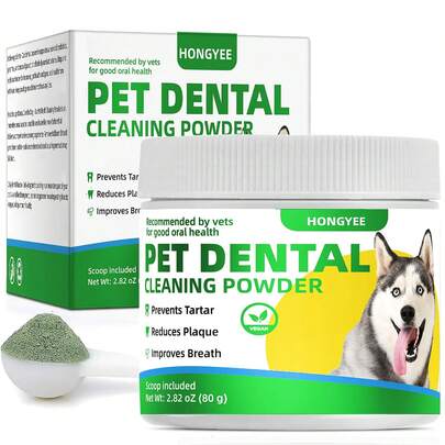 Pet Teeth Cleaning PlaqueOff Powder, Pet Dental Care For Dogs & Cats, Breath Freshener Powder With Probiotics For Bad Breath, Plaque, Tartar Remover,