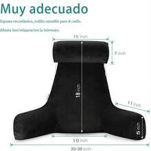 FELIN Almohada de lectura grande, almohada con funda de terciopelo para adultos, adolescentes y niños; soporte lumbar, siéntese en la cama para eliminar el reflujo, resistente a las manchas, funda removible - Negro - Ver 5