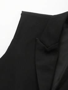 Áo khoác vest không tay cổ bẻ màu trơn dành cho nữ, kiểu dáng thường ngày, màu đen, thích hợp cho mùa xuân. - màu đen - Xem 3