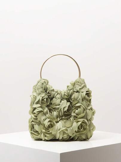 Floral 3D Rose Handbag, Floral Bag, Bridal Party, Prom Bag, Prom Dresses For Women, Prom Accessories, Wedding Items, Elegant Bag For Women (Pattern Random)