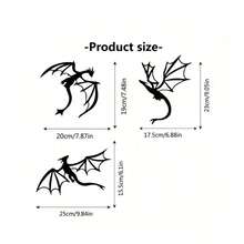 3 件龙形金属墙饰，送给龙爱好者的礼物，龙形房间装饰，传奇男人洞穴幻想艺术，铁艺墙画，适用于室内外家居露台阳台装饰，优雅的挂饰，乔迁礼物 - 黑色 - 查看 9