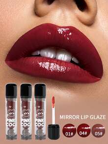 Cute Bear Mirror Lip Glaze - Long-Lasting, Non-Fading, Hydrating Liquid Lipstick With Watery Texture - Luxurious Glossy Shine & Natural Look - All-Day Wear, Intense Color Payoff, Non-Sticky For Perfect Gift - 2Pcs(01+05) - 查看 5