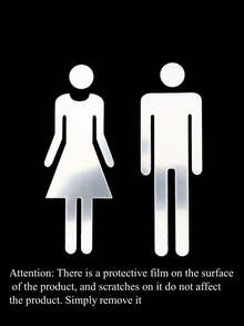 2 件装 WC 墙贴 厕所标志 洗手间盥洗室标牌 牌匾 镜面 男女门标志 招牌海报 墙门装饰配件 最佳礼物 - 銀色 - 查看 10