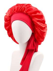 1 件个性化徽标弹力丝带纯色女士长发睡帽、化妆头巾、卷发护理帽 - A - 查看 34