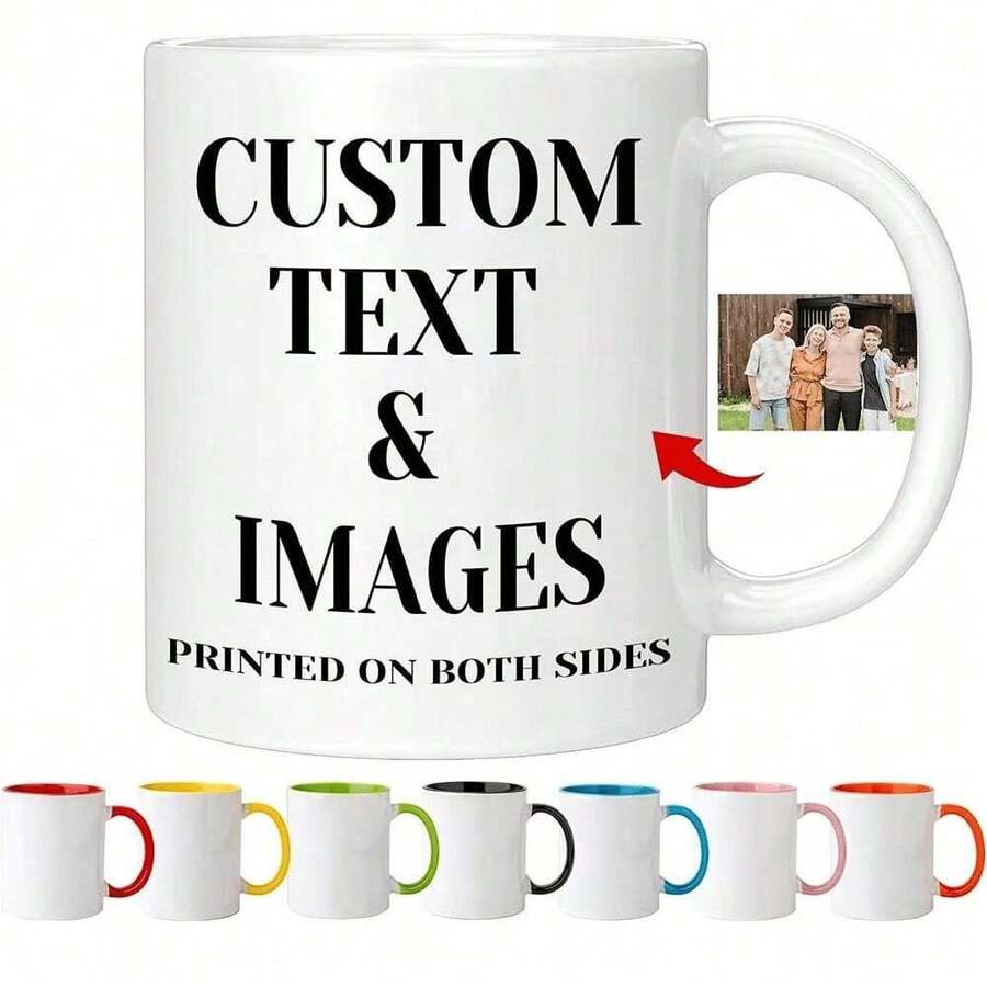 1 Pc 11 Oz Custom Image Mug, Custom Design Mug, Custom Text Mug, Personalized Photo Mug, Personalized Coffee Mug, Custom Family Mug, Make Your Own Mug, Custom Coffee Mug, Mother's Day Gift, Ideal Gifts For Him Her, Boyfriend, Girlfriend, Dad, Mom, Family, Friends For Anniversaries, For Valentine's Day, For Mother's Day, For Birthdays, For Children's Day, For Father's Day, For Graduation, For Weddings, For Housewarming Dining Room, Living Room, Bedroom, Office, Tea Room, Home, School - màu đen - Xem 1