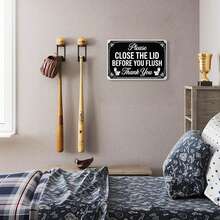 Bathroom Humor Please Close The Lid Before You Flush Vintage Toilet Metal Sign Print Aesthetic Room Decoration For Home Bedroom Kitchen Bar Dorm Bathroom Wall Decor 8 X 12 Inch - 黑色 - 查看 5