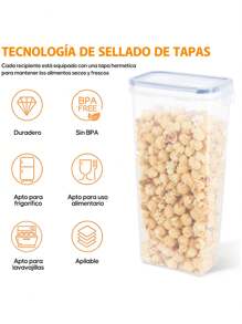 Set 42 recipiente hermético contenedor alimentos almacenar transparentes, organizadores cocina apilables juego multiusos plástico resistente, gran capacidad - Blanco - Ver 3