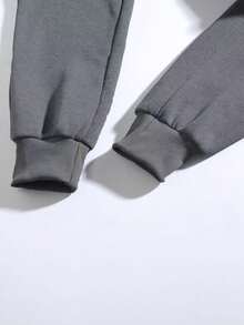 Men's Fashionable Casual Sports Pants, Fitness Pants, Regular Style, Elastic Waistband, Adjustable Elastic With Adjustable Drawstring, Pockets On Both Sides - Convenient For Carrying And Storing Items, Comfortable Fabric - Breathable And Sweat Absorbing, Suitable For Fitness, Training, Playing Ball, Running, Camping, Leisure Hiking, Various Outdoor Activities, As Well As Daily Wear, Suitable For Autumn And Winter Wear - 深灰色 - 查看 6