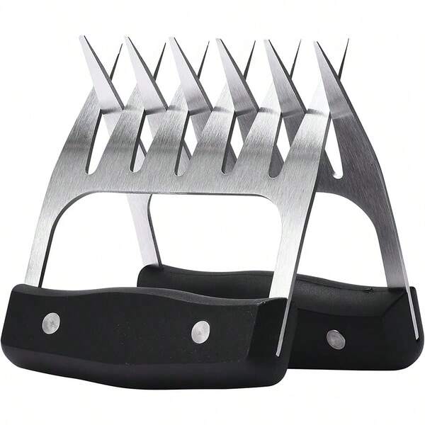 Metal Meat Claws - 1x4x4-Inch Bear Shredder Puller Tool For Shredding Pulled Pork,  Chicken,  Turkey,  Beef - Non-Slip Grip Barbecue,  Grilling Accessories For Kitchen Or BBQ Party - Black