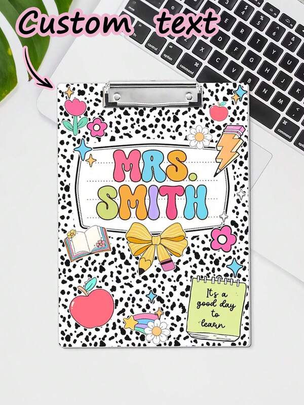 1pc Customized Teacher Name Writing Board - Personalized Cute Leopard Print Writing Board, Back To School Gift (For Female), Teacher's Day Classroom Supplies (For Teacher Or Lady), Teacher's Day Gift, Learning Supplies, Back To School Season, School Gift, Office Supplies, School Supplies, Classroom Supplies, Teacher Gift, College Supplies, Coworker Supplies, Dorm Supplies, Gift For Teacher, Unisex, Youth Supplies, Middle School, High School, College, Freshman, Sophomore, Lower Grade Students