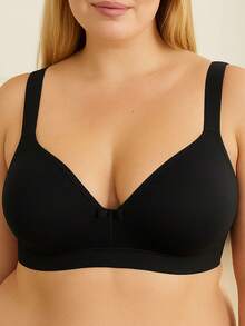 Plus Size Bra With Super Reinforced Foam Padded Straps - 黑色 - 查看 2
