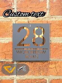 个性化亚克力门牌号 - 3D 镂空黑金定制地址牌，适用于住宅、公寓、商店 | 现代字体，防风雨，双面胶带易于安装 | 提升外观吸引力 - 黑與白 - 查看 3