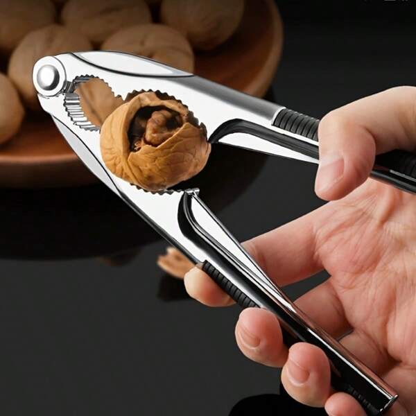 1pc Stainless Steel Nut Cracker And Walnut Opener - Easy Shell Removal For Chestnuts And Walnuts
