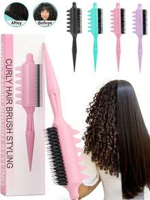 Curl Defining Brush For Curly & Wavy Hair – Styling Detangling Comb With Pointed Tail, Anti-Frizz, Smooth & Volumizing Hair Tool, Perfect For Salon Or Home Use, Brush, Wooden Comb, Hair Brush Comb, Barber, Brush, Slick Back Brushes, Brush Hair Comb Hair, Curly Hair Brush, Detangling Brush, Ball Brush, Hair Comb, Christmas, Barbershop, Hairdressing - Multicolor - View 4