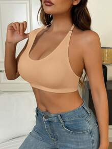 1 szt. Biustonosz sportowy typu racerback dla kobiet, wygodny strój do fitnessu i jogi