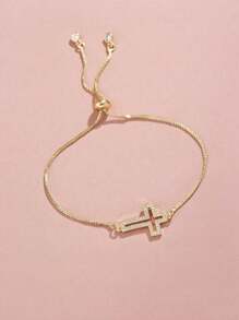 1 Fashionable Teen Cross Bracelet With Hollowed Out Design, Versatile And Suitable For Giving As A Gift Or Souvenir To Good Friends