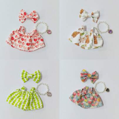 [仅服装 + 项链] 适用于拉布布娃娃的服装 17 厘米装扮服装配饰，带时尚裙子，适用于拉布布娃娃、第 1 代、第 2 代、第 3 代、Blindb 娃娃、服装工作服、夏季服装