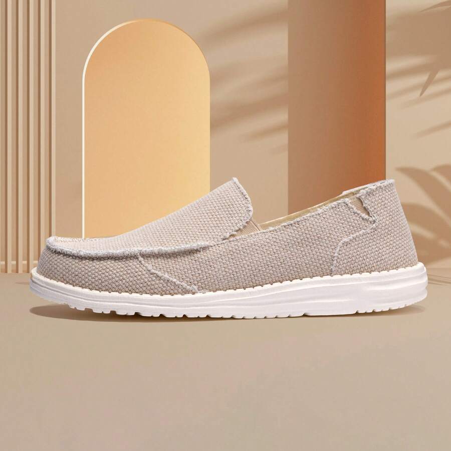 Kelway Men's Casual Slip-On Loafers Canvas Slip On Shoes Comfortable And Lightweight - Apricot - View 1