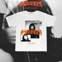 LADY GAGAS LG7 MAYHEM Album Merch Cotton T-Shirt Vintage Unisex Printed Loose Short Sleeved Top Summer Fashion  Shirt Tee