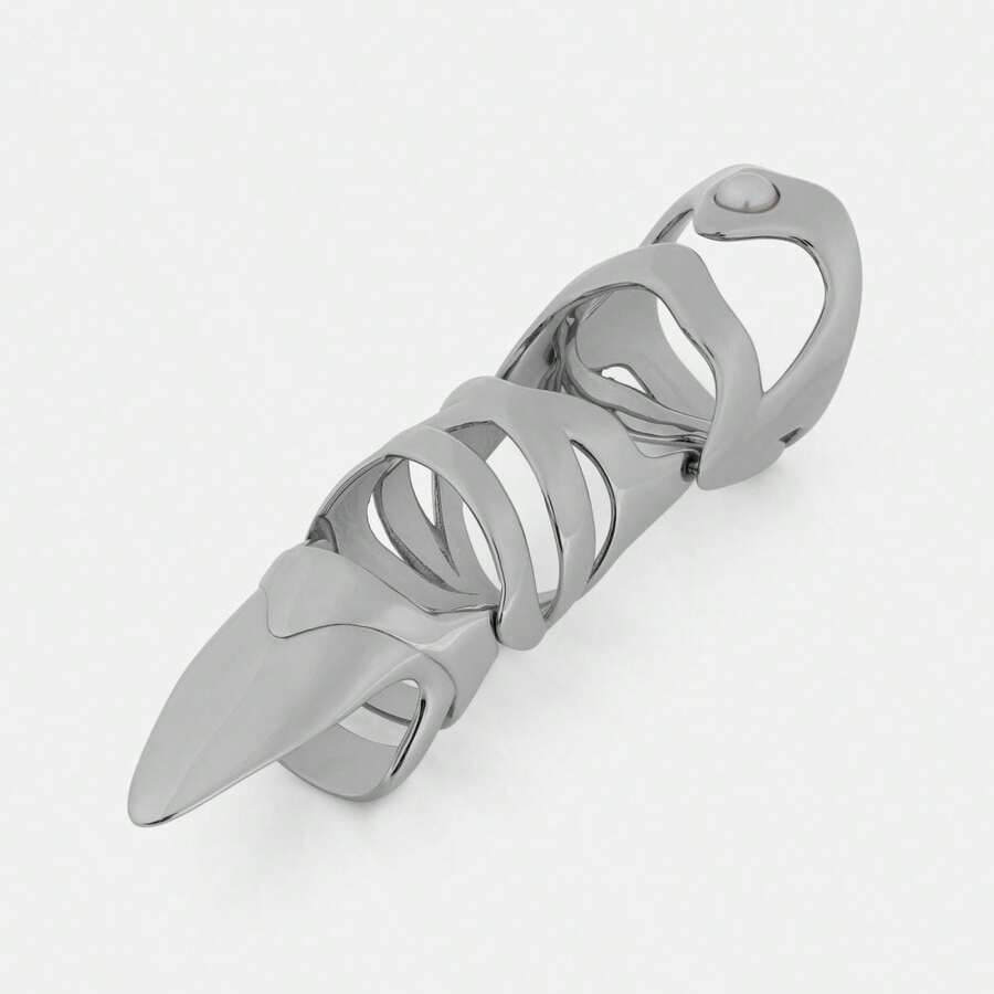 Personalized Fashion Ring Punk Armor Ring Inlaid With Pearl Claw Finger Ring Knuckle Protector Jewelry - Gold - View 1