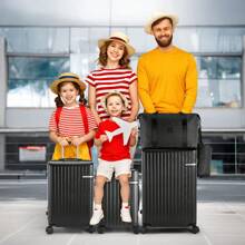 CAROMA 3/5件套男女通用登机箱套装，带TSA海关锁，ABS+PC硬壳拉杆箱，带旅行袋，适用于飞机、旅行、商务出行（20/24/28英寸/DB/TB）。行李箱、拉杆箱、万向轮行李箱、旅行箱、硬壳行李箱、带轮登机箱，旅行必备，经久耐用，适合女性度假、商务出行，大容量，旅行必备，旅行配件，旅行收纳整理，旅行用品。