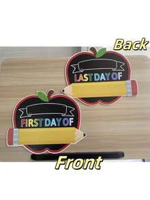 开学第一天黑板 - 双面印刷铅笔开学第一天和最后一天标志 - 幼儿园学前班第一天黑板，适合儿童女孩男孩返校用品 - 彩色 - 查看 13