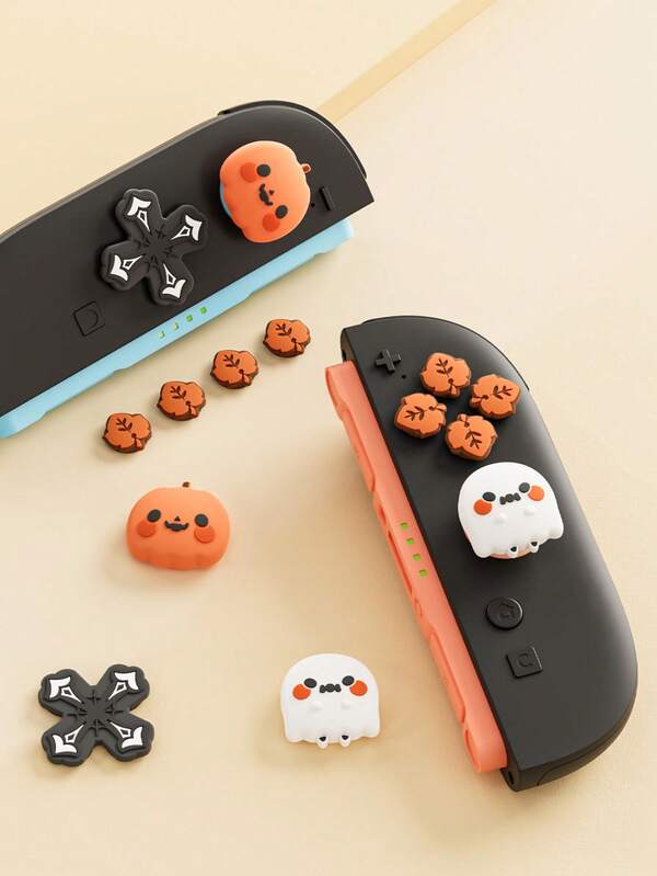 GeekShare Cute Pumpkin & Ghost Themed ABXY & Directional Button Covers Compatible With Nintendo Switch 2