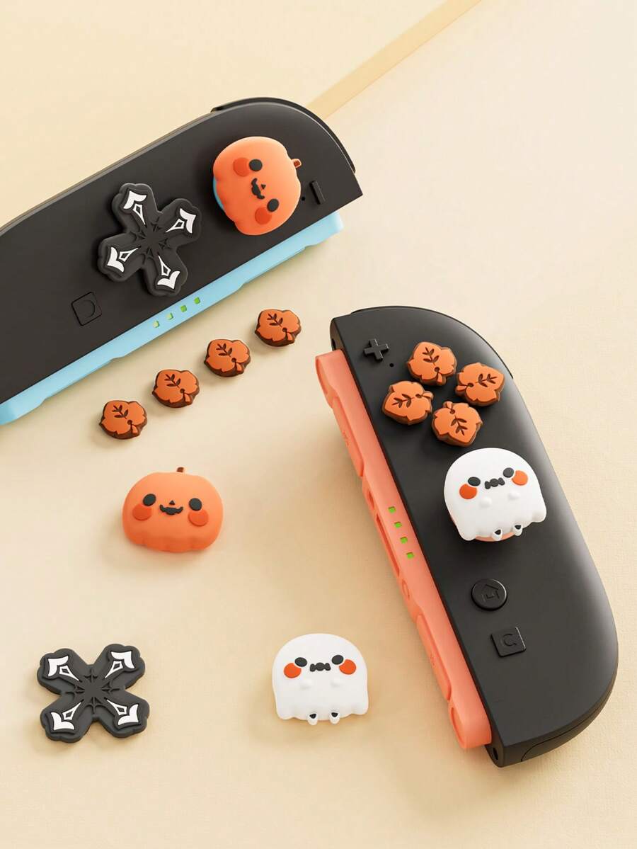 GeekShare Cute Pumpkin & Ghost Themed ABXY & Directional Button Covers Compatible With Nintendo Switch 2 - Multicolor - View 1