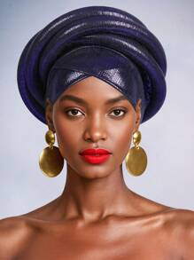 女士夸张非洲头巾交叉帽檐立体造型高档宴会头饰 - 彩色 - 查看 8