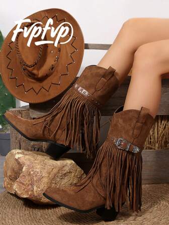 Kozaki vintage z szpiczastym noskiem i nitami, rozszerzane nogawki, uniwersalne kowbojki w stylu western, grube kozaki na obcasie i zapinane na zamek błyskawiczny z boku dla kobiet