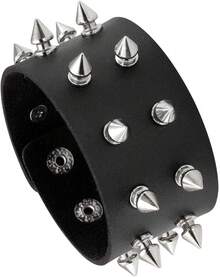 Eigso 3 Pcs Leather Punk Bracelets Men Women Of Rock Rivet Wrap Retro Spike Bracelet Adjustable - Black-6 Pcs 2 - View 3