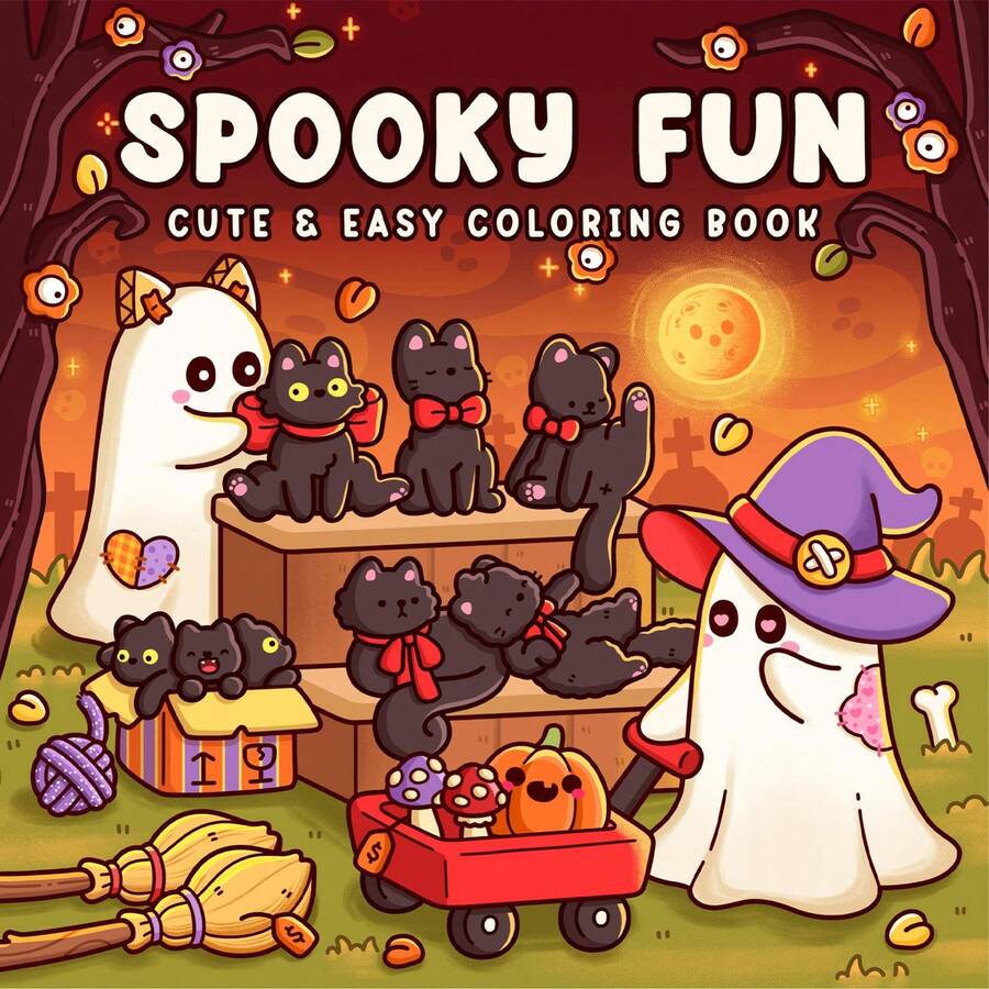 (96 Pages/225g) Thrilling Fun: Adult And Teen Coloring Book, Featuring Cute Yet Eerie Characters, Creating A Relaxing And Comfortable Atmosphere To Help You Unwind And Relieve Stress (Thrilling - Cute - Simple Coloring) - Multicolor - View 1