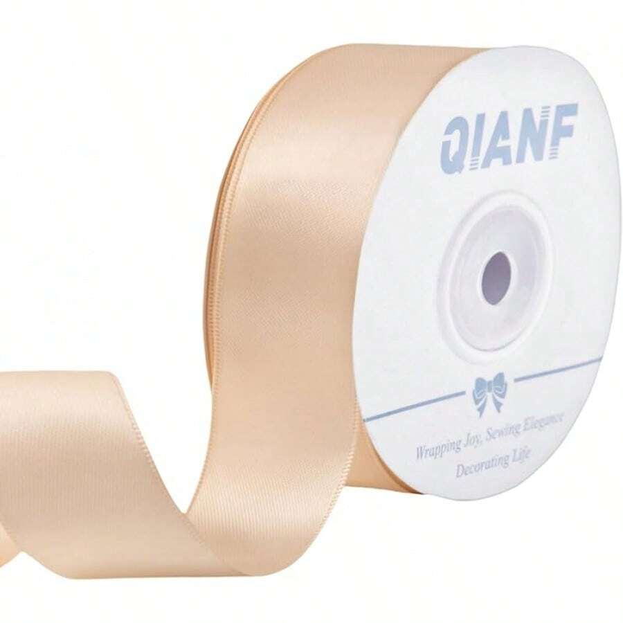 Cream Ribbon 1 Inch Double Face Satin Ribbon For Gift Wrapping Hair Bows Making Chair Sash Valentine's Day Wedding Birthday Party Invitation Decorations Floral Craft Sewing, 25 Yards - 113-裸體 - 查看 1