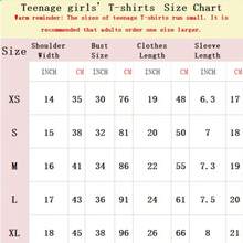 Teen Girl Clothes,With Three Girls And A Red PentagramPattern,  Short Sleeved T-Shirt For Teenagers, Letter Printed T-Shirt, Regular Round Neck, Breathable Fabric - trắng - Xem 6