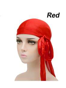 1 件耐用丝绸般 Durag 头带，男士波浪缎面 Durag 头带，街头时尚嘻哈 Durag，长尾宽带，纯色弹力 Durag，适合运动、户外和日常风格 | 透气涤纶纤维，可调节松紧 | 可机洗 | 街头风格 - 長款緞面頭巾 - 查看 17