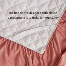 1pc Quilted Bed Skirt With Heart Design (1pc Bed Skirt, No Pillowcase), Decorated With Heart & Bow Lace Trim, Fashionable & Elegant, Moisture-Wicking, Wrinkle-Resistant, Easy To Remove Mattress Protector - Love Bean Paste - View 11
