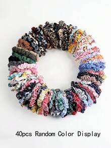 5/10/20/40个装纯色雪纺发圈，柔软可爱，适合女孩、学生、返校季、扎马尾辫、发饰、沙滩装、手链、糖果色、洗脸、发绳、发圈、运动、居家美容女性配饰礼品化妆居家健身女性配饰头部配饰弹力带 - 彩色 - 查看 14
