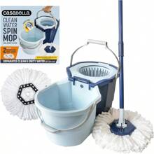 2025 Popular Styles Spin Mop System With Extra Mop Head Refill TwoBucket Design With Splash Guard Builtin Measuring Cup And Scraper Tool With Easy Wring Pedal Spinner 1.25Gallon BlueFamily Choice