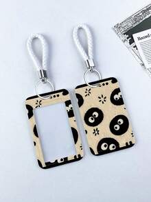 1 pieza Soporte vertical de cuero para tarjetas con correa para el hombro, con portador de tarjetas creativo incorporado, diseño de dibujos animados de amor, para tarjeta de campus, almuerzo, autobús, metro, identificación laboral - titular de la tarjeta de autobús - Ver 10