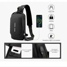 Mochila Cruzada Impermeable Y Antirrobo Mochila Antirrobo Unisex Con Puerto Usb Y Bloqueo Contraseña Mochila Multifuncional Actividades Al Aire Libre -Marrón - Marrón - Ver 5