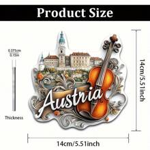 1 件欧洲地标建筑亚克力和橡胶八角形冰箱贴 - 伊斯坦布尔圣索菲亚大教堂、热气球、安塔利亚、埃菲尔铁塔、奥地利、伦敦、厨房、办公室或储物柜的创意家居装饰、送给家人和朋友的完美礼物、可爱的冰箱贴