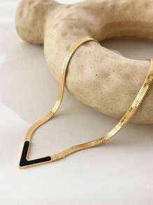 CVNANA 1 Stück stilvoller personalisierter V-förmiger Anhänger Halskette aus Edelstahl - eleganter, simpler Stil, Valentinstag Geschenk mit Alltagsschmuck und Party-Schmuck, ganzjährig raffinierte Metallhalskette für lässige Outfits, formeller Damenschmuck-Accessoire, raffinierter Stil