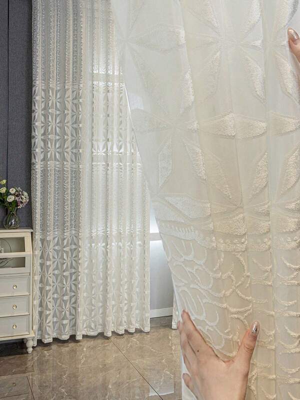 1 bucată perdea transparentă europeană de lux, transparentă, dar care protejează confidențialitatea, filtrarea luminii, izolarea termică, potrivită pentru camera de zi, dormitor, hotel