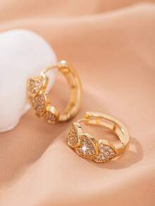 1 par de aretes en forma de corazón con circonita cúbica, elegantes y a la moda, regalo de joyería estilosa para familiares y amigos