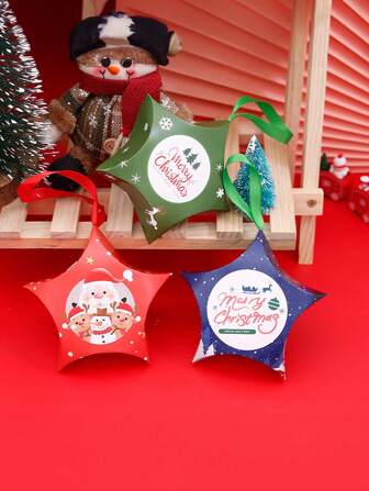 8 delar per set julklappsask - presentförpackning i kraftpapper, med band, juldekorationer i tecknad stil, lämplig för julfester, födelsedagsfester, julgransbonader och godisförvaring, presentask för högtider, presentask för fester, rolig design, robust och hållbar (slumpmässig repfärg) jul juldekorationer julpyjamas julklappar juldekor