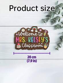 1件定制教师姓名教室欢迎牌，可爱彩色木质挂牌，教室欢迎标识牌，个性化定制教师门牌，教室入口装饰，家居装饰客厅 - 彩色 - 查看 3