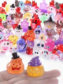 10 件万圣节夜光迷你人偶可爱微型鬼魂人偶夜光树脂人偶小怪兽花园装饰微型雕像适用于户外房屋景观派对万圣节夜光迷你树脂鬼魂可爱小鬼魂微型人偶夜光，恐怖万圣节鬼魂装饰适用于微型仙女花园 DIY 户外房屋会议、派对礼品袋填充物