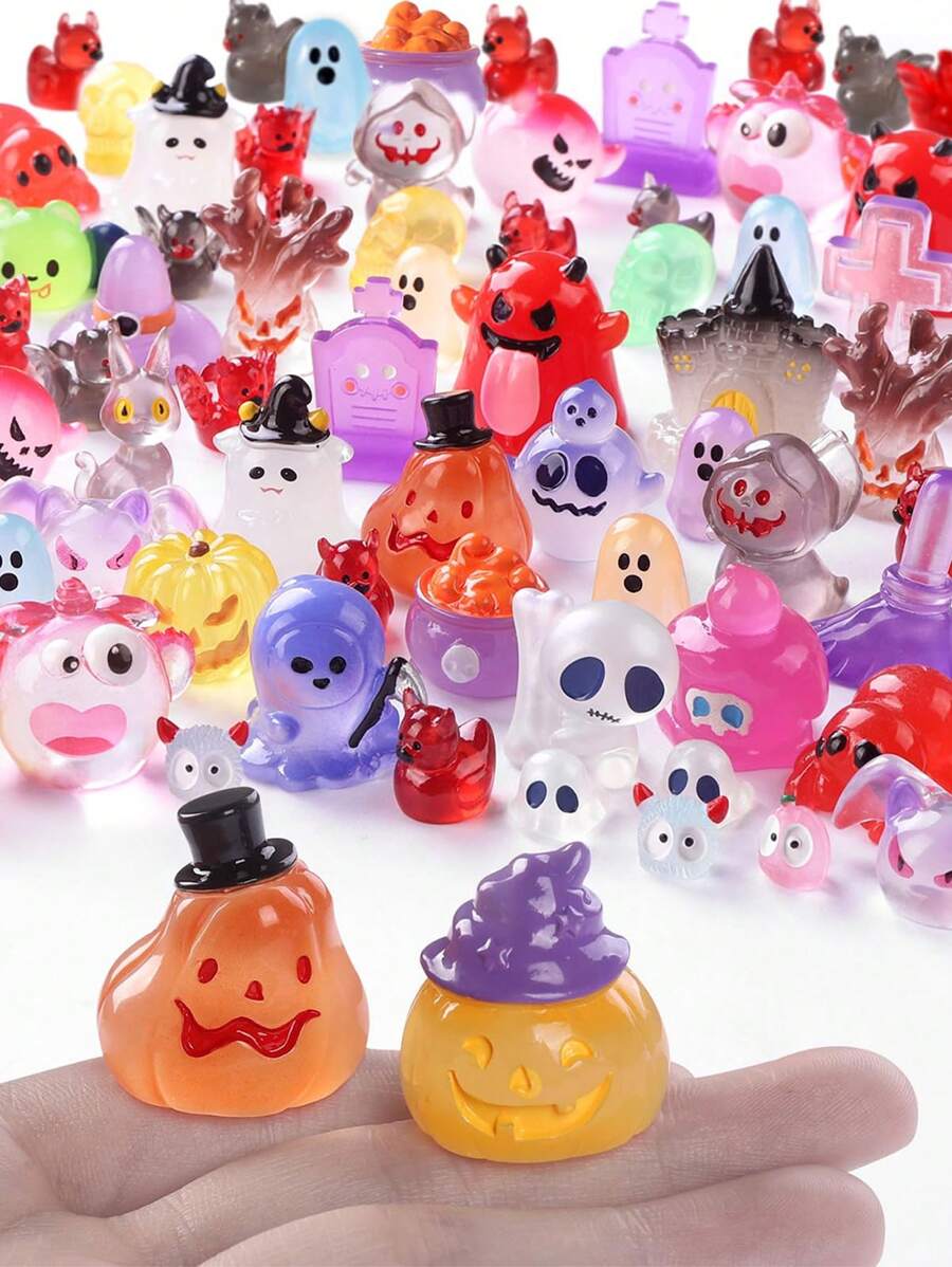 10 件万圣节夜光迷你人偶可爱微型鬼魂人偶夜光树脂人偶小怪兽花园装饰微型雕像适用于户外房屋景观派对万圣节夜光迷你树脂鬼魂可爱小鬼魂微型人偶夜光，恐怖万圣节鬼魂装饰适用于微型仙女花园 DIY 户外房屋会议、派对礼品袋填充物