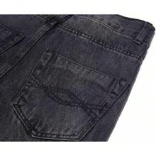 Back To School Boys Adjustable Waist Jeans: Cowboy Low Waist Ripped Cotton Straight Slim Pant - 黑色 - 查看 7